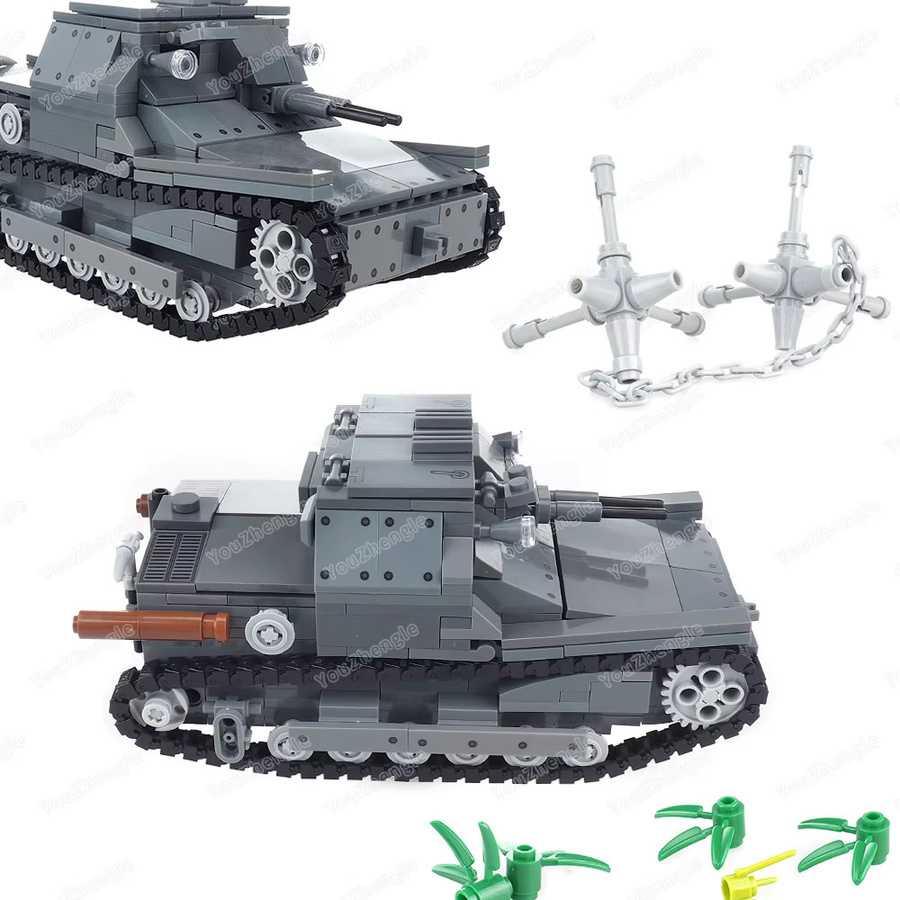 YouZhengle CV-33 Panzer Baustein-Set MOC Militär WW2 Modell mit Figuren in Grau - Bild 3