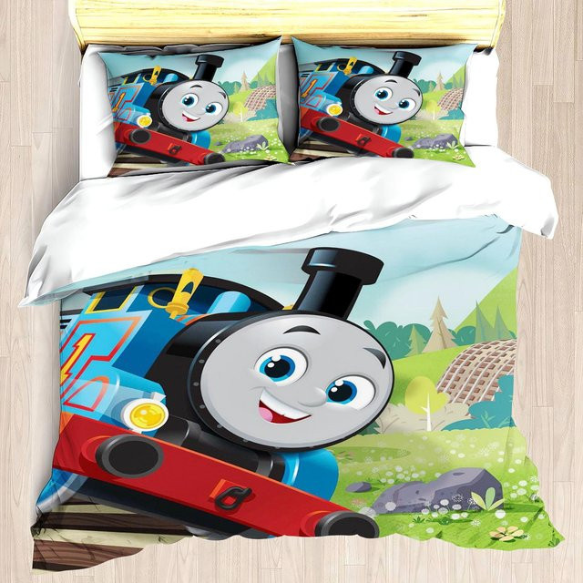 Softura Bettwäsche-Set mit Cartoon-Zug-Aufdruck Thomas, 3D-Dekor-Druck, weich und atmungsaktiv, B/H: 140 x 210 cm - Bild 1
