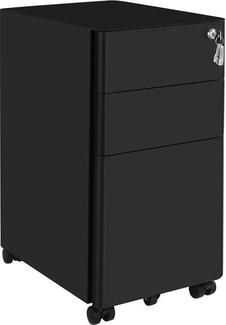 Songmics Büroschrank aus Metall in Schwarz, abschließbar und mit Rollen - Bild 1