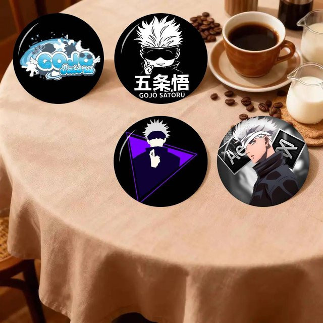 Kayou Anime Gojo Satoru Anstecknadeln in Multicolour, runde Abzeichen als kreativer Schmuck und Deko-Geschenk, Durchmesser: 32 mm, 44 mm oder 58 mm - Bild 1