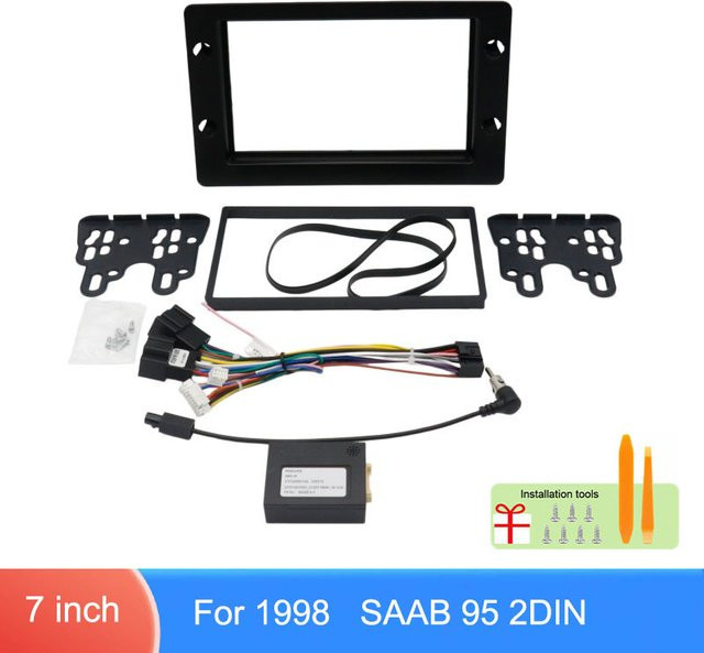 7-Zoll Android Autoradio 2DIN Einbausatz für SAAB 95 ab 1998 inklusive Kabelbaum und CANBUS in Schwarz - Bild 1