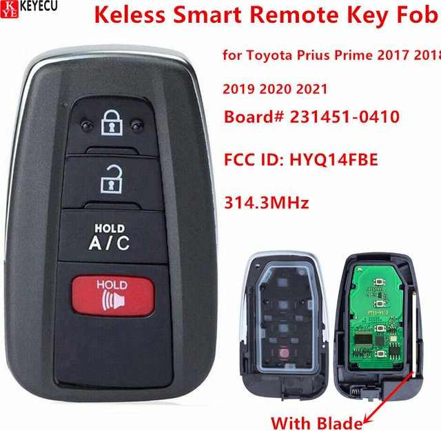 KEYECU Keyless Smart Remote Key Fob für Toyota Prius Prime 2017-2021, Farbe: Schwarz, 314,3 MHz, FCC ID: HYQ14FBE - Bild 1