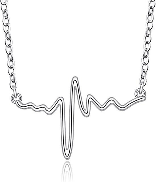 Wucifang Jewelry Halskette, herzförmig, EKG, Liebesanhänger, Damen, gray - Bild 1
