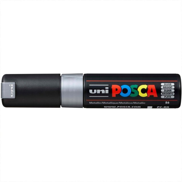 uni POSCA-Marker PC-8K mit 8mm Keilspitze in Silber, permanenter Pigmentmarker aus Japan - Bild 1