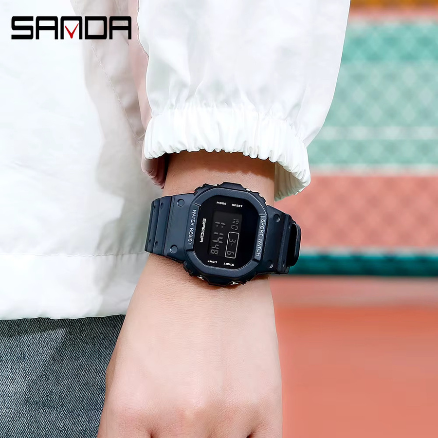 Sanda Digitaluhr, Kunststoff, Schwarz, Weiß, Unisex - Bild 3