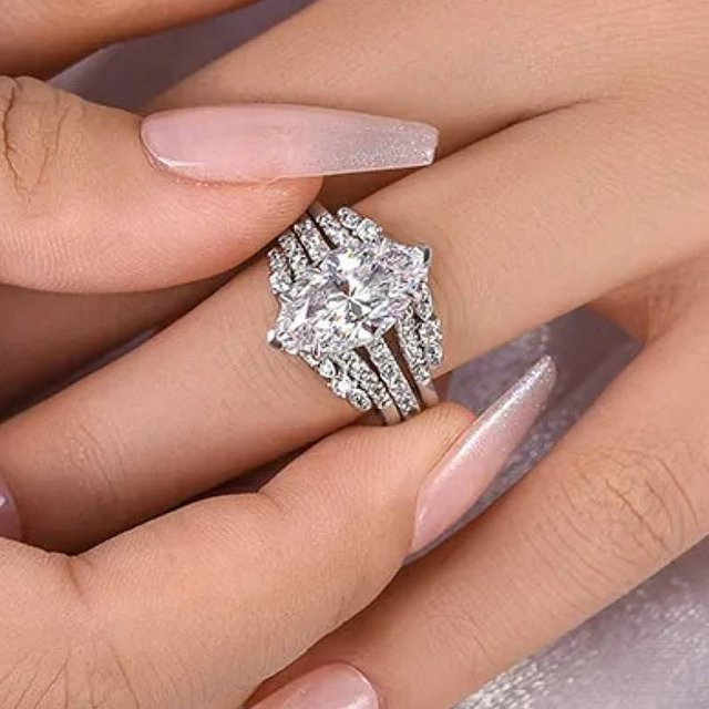 Huitan Ring Set, Silber, Zirkonia, Damen - Bild 1