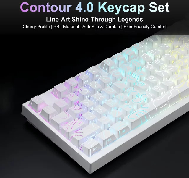 Oeny Contour 4.0 Tastenkappen-Set mit 97 Tasten, PBT Double-Shot, Kirschprofil, Farbe: Schwarz, passend für 60 %/65 %/75 %/TKL-Tastaturen - Bild 1