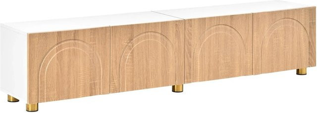 ModernLuxe Modernes TV-Lowboard in Weiß und Multicolour mit 4 Türen aus MDF und Metallfüßen, B/T/H: 180 x 40 x 35 cm - Bild 1