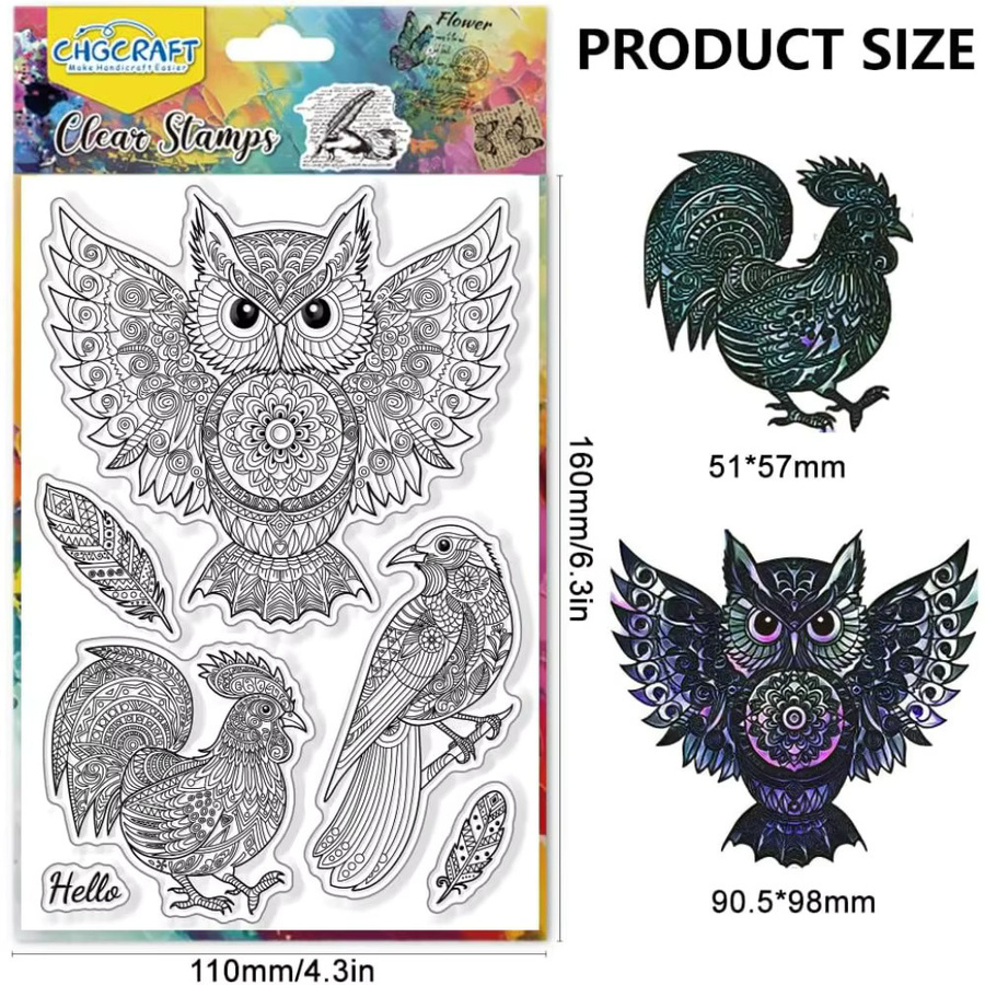 Transparenter Eulen-Stempel aus Kunststoff für Scrapbooking und DIY-Projekte - Bild 2