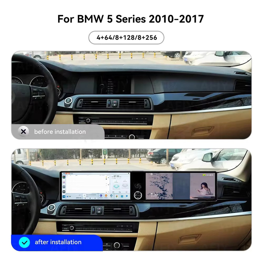 YANFU Dual 12,3 Zoll Android 13 Multimedia Radio mit CarPlay und GPS für BMW 5er F10 F11 X5 X6 NBT 2011-2017 in Schwarz - Bild 2