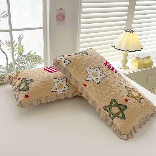 WTEMPO Kissenbezug-Set aus Korallensamt mit Kissenkern, Beige, 2er-Set, B: 48 cm, H: 74 cm - Bild 1