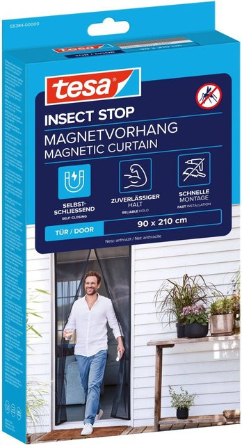 Tesa Insect Stop Magnetvorhang Insektenschutzvorhang Anthrazit B: 0,90 m, H: 2,10 m - Bild 3