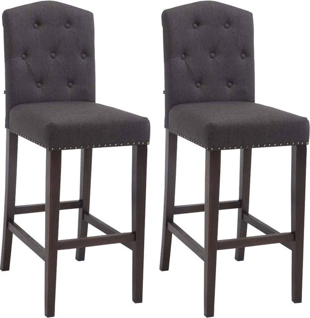CLP 2er Set Barhocker Louise aus Holz mit Stoffbezug und Fußstütze - Bild 1