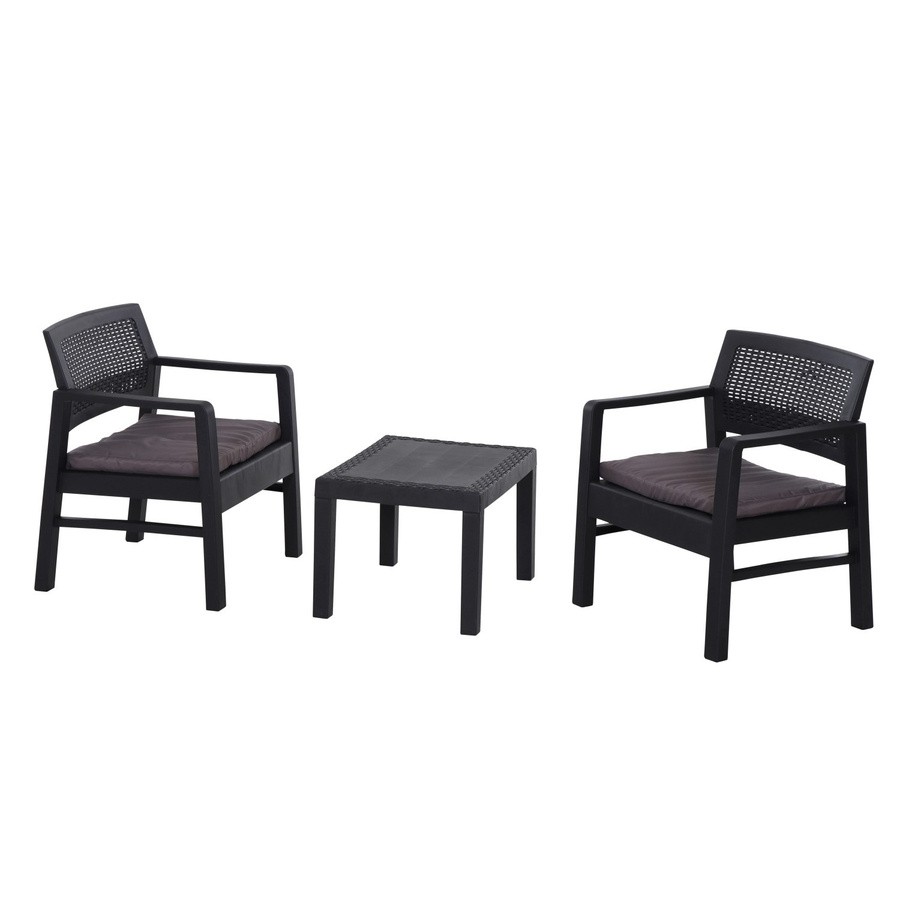 Progarden Kraka Balkonset 3-teilig Anthrazit aus wetterbeständigem Kunststoff und Polyester - Bild 2