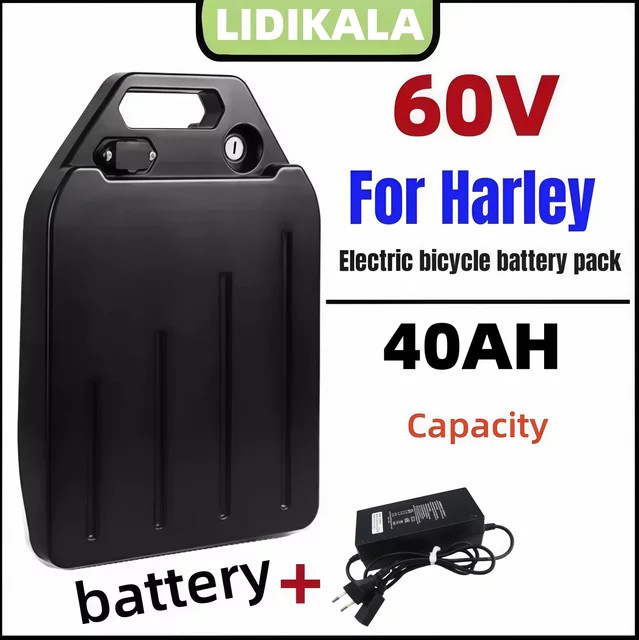 Harley Citycoco Elektrobatterie 60V 20Ah-40Ah für 1500W Motorrad, Wasserdichte Lithium-Ionen-Batterie in Schwarz - Bild 1