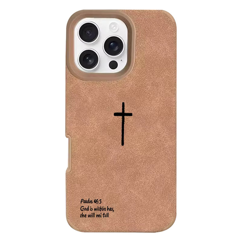 GOD Jesus Handyhülle für Apple iPhone 17 16 15 14 13 12 11 Pro Max XR XS in Braun aus Kunstleder und Wildleder - Bild 5