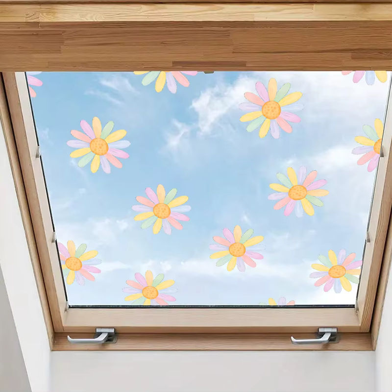 3er Set BRUP Fensteraufkleber für Kinderzimmer im Boho-Stil mit Regenbogen und Gänseblümchen, Multicolor, abnehmbare Vinyl-Glasdekoration - Bild 2