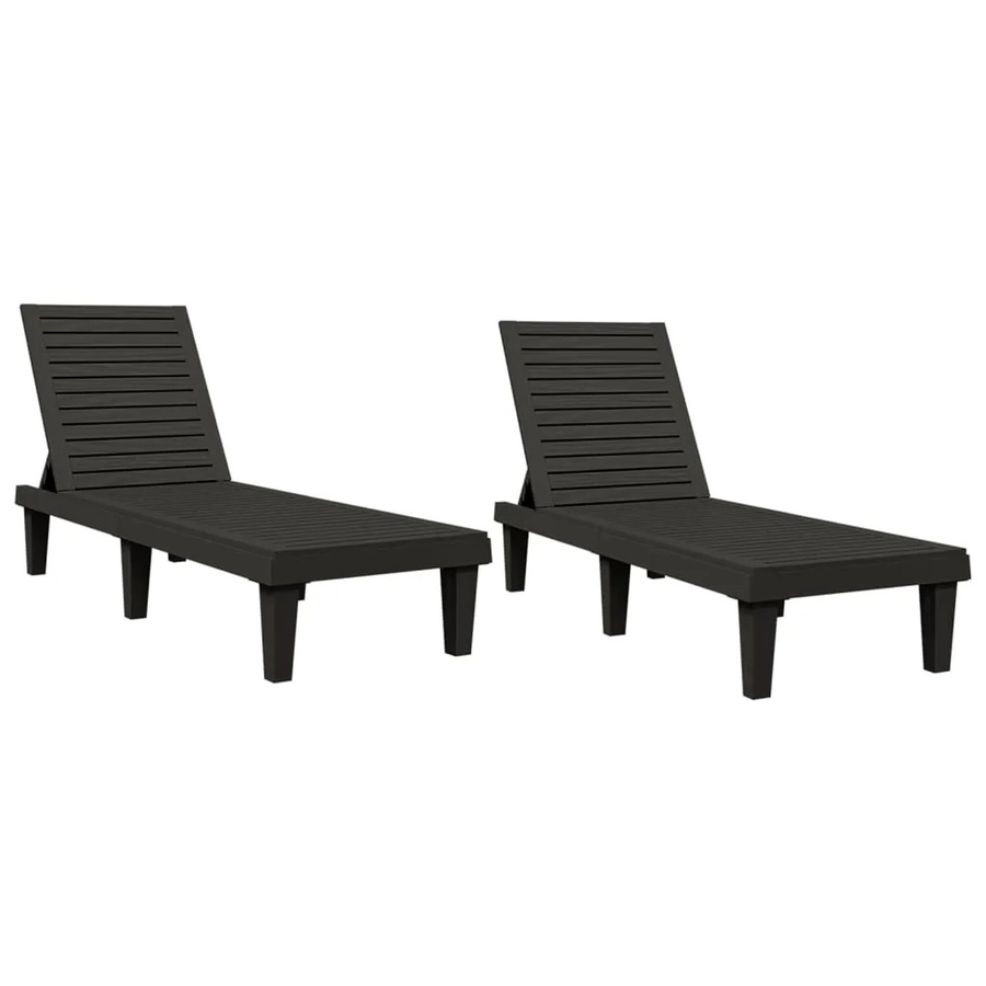 2er-Set vidaXL Sonnenliegen aus Polypropylen in Schwarz, B/T/H: 155 x 58 x 83 cm - Bild 2