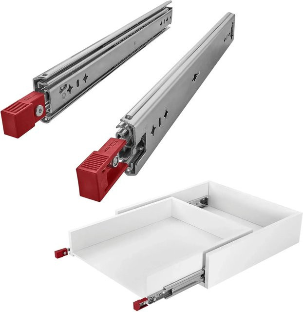 SO-TECH VarioSlide Schwerlastauszug KV2-100-H53-L1000-EH Schubladenschiene mit Lock In Out Einrastfunktion und rotem Hebel, Belastbarkeit bis 100 kg, Länge: 1000 mm - Bild 1