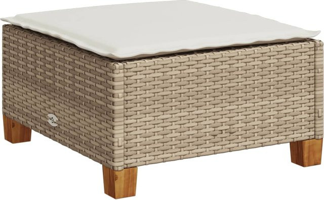 Gartenhocker aus Poly-Rattan mit Kissen von VD Home Furnishing in Beige, B/T/H: 63,5 x 56 x 32 cm - Bild 1