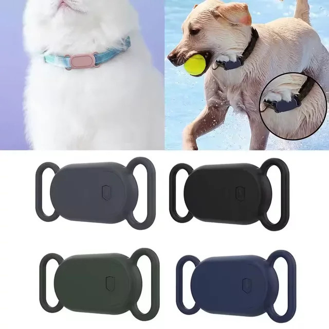 Wasserdichte Silikon Schutzhülle für Samsung Galaxy SmartTag 2 in Schwarz mit Kragenhalter für Hund und Katze - Bild 1