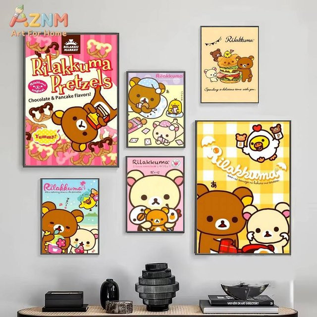 Kayou Rilakkuma Vintage Poster Japan Anime Cartoon Wandkunst aus Papier in Mehrfarbig - Bild 1