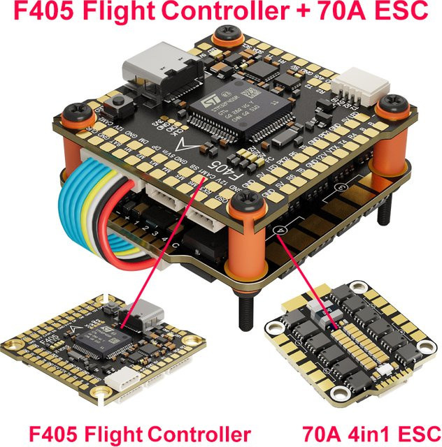 JIJIE F405 F405HD F7 F722 Flugcontroller, F4 V3S Plus FC, 60A 4in1 BLheli_S ESC Stacks, Set / Bundle - Bild 1