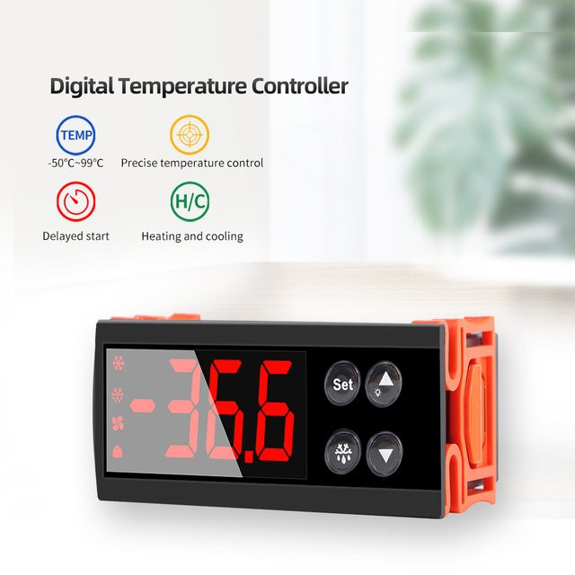 JUANJUAN ECS-961NEO Digitaler Thermostat und Luftfeuchtigkeitsregler in Schwarz - Bild 1