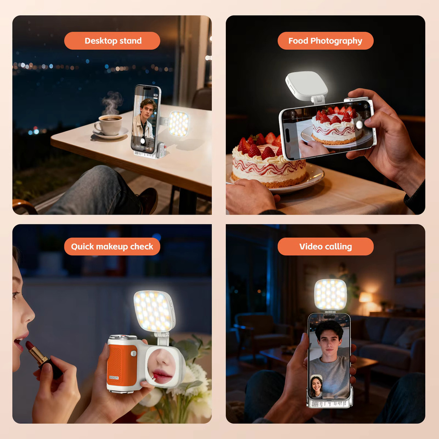 COMITOK MOCA iPhone Kamera-Assistent in Orange mit 1-Klick-Objektiv-Flip-Auslösergriff und abnehmbarer Ladefernbedienung - Bild 2