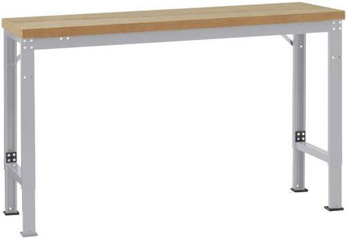 Manuflex WP6025.9006 Werkbank Grundmodul höhenverstellbar in Alusilber mit Stahl und Holz, B/T/H: 175 x 70 x 75 cm, Höhe: 700 cm - Bild 1
