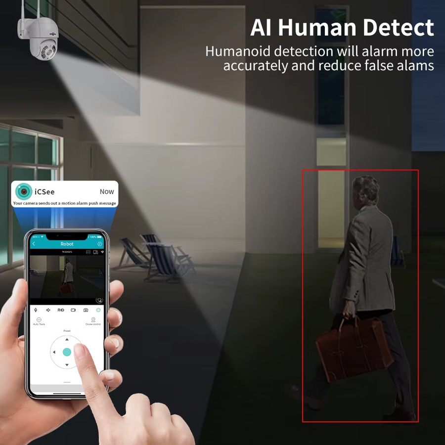 Hiseeu PTZ Wi-Fi IP-Außenkamera Speed Dome mit 5-fachem digitalem Zoom in Weiß - Bild 4