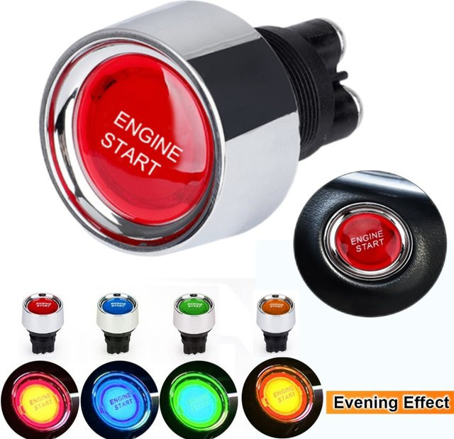 MINESPEED Multifunktions Startknopf für Auto und Marine, Druckknopfschalter für DC 12V 24V, Blau - Bild 1