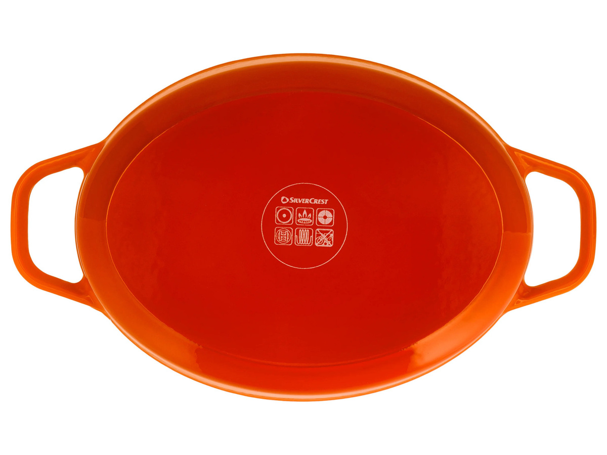 SILVERCREST Premium-Gusseisenbräter aus emailliertem Gusseisen in Orange, Backofenfest - Bild 3