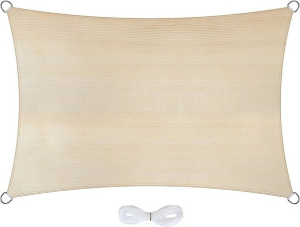 Jardinion Sonnensegel rechteckig aus HDPE in Beige, B x B x H: 200 x 300 cm