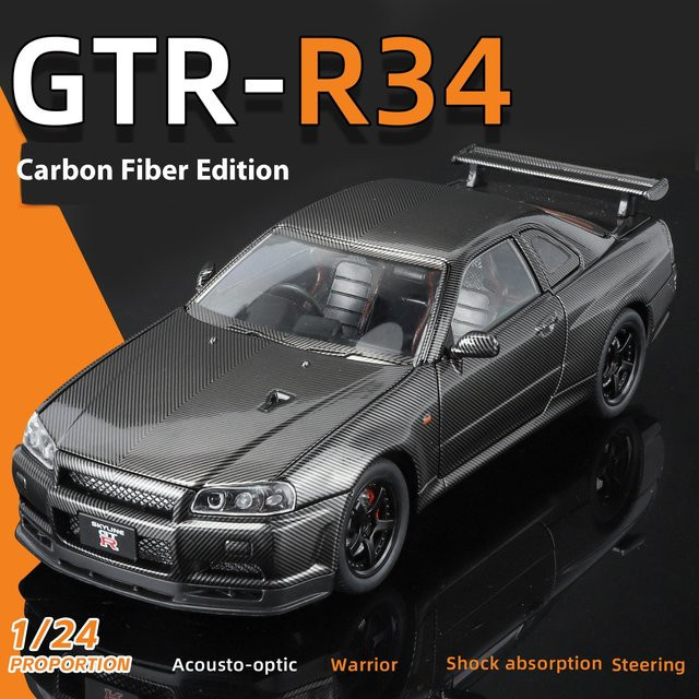 CCA GTR-R34 Automodell, Kohlefaser, Maßstab 1:24, mit Licht und Sound - Bild 1