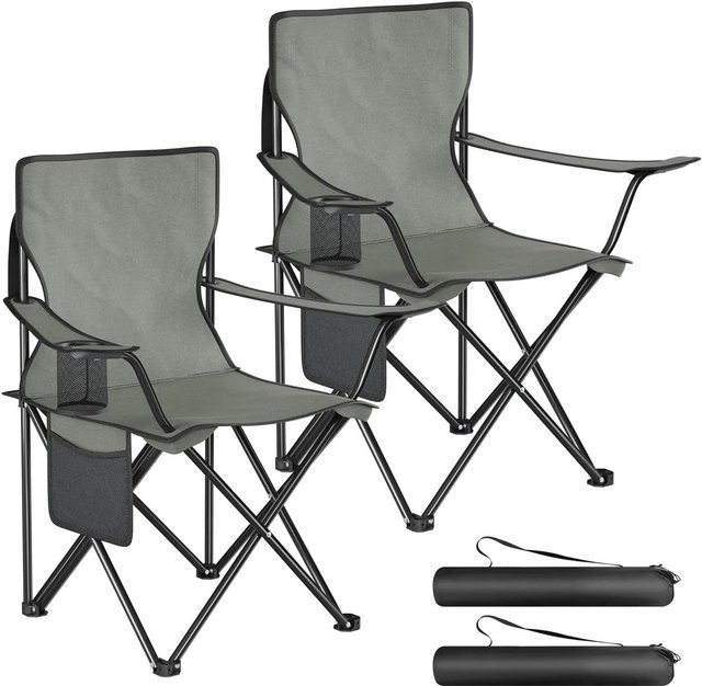 WOLTU 2er Set Campingstühle klappbar für Camping, Angeln und Picknick in Schwarz, Grau oder Blau - Bild 1