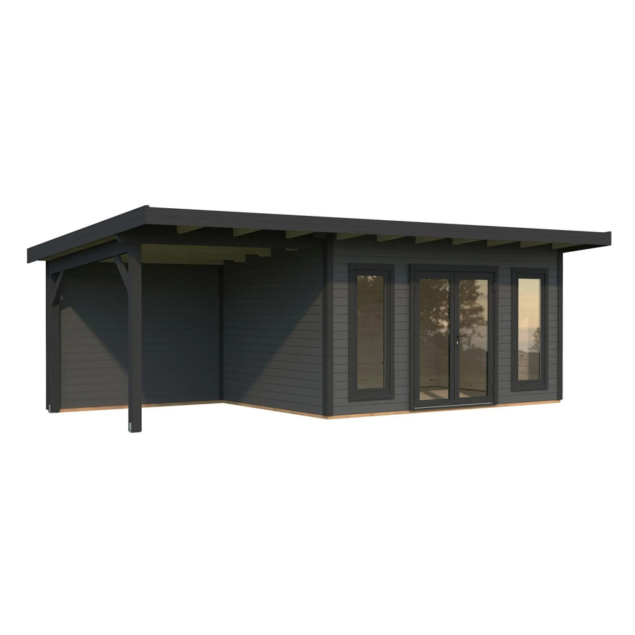 Palmako Holz-Gartenhaus Aurelia Pultdach in Grau und Anthrazit mit Boden und modernem Design - Bild 2