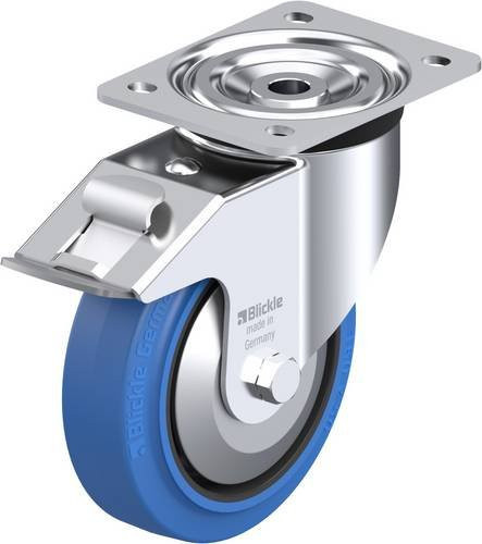 Blickle Lenkrolle L-POEV 160KA-FI-SB-FA mit Feststeller in Schwarz-Blau, Rad-Durchmesser: 16 cm, Tragfähigkeit: 400 kg - Bild 1