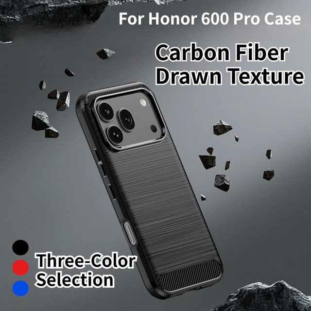 Luxuriöse Business Handyhülle aus gebürsteter Carbonfaser und TPU für Honor in Schwarz - Bild 1