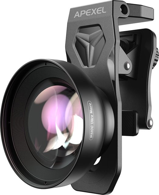 APEXEL HD Ultra-Makro-Objektiv 100 mm mit 52 mm Filtern in Schwarz für iPhone und Samsung-Telefone zur Augenfotografie - Bild 1