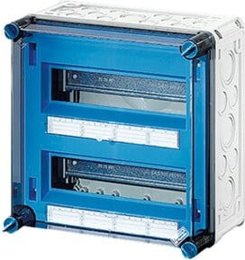 Hensel Automatengehäuse Mi 1224 Verteilungskasten Wandmontage Blau Transparent B: 30,0 cm, H: 17,0 cm, T: 24,0 cm - Bild 1