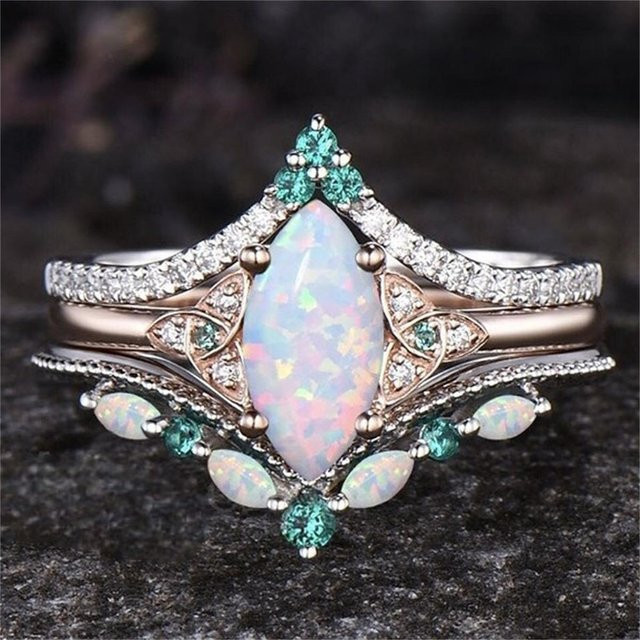 YIRAN Ring Set, Roségold, Kristall, Damen - Bild 1