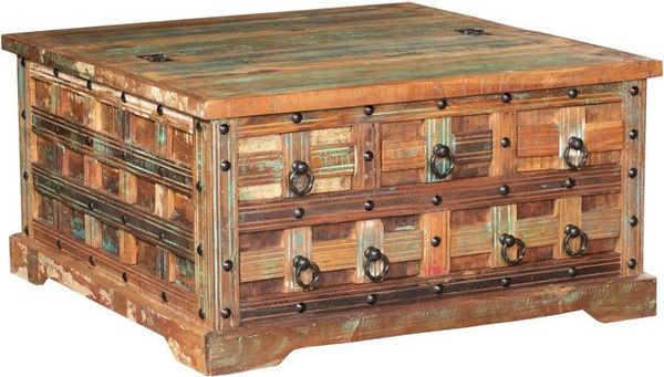 DELUKE Couchtisch ODIN aus Mangoholz in Van Dyck Braun, B/T/H: 90 x 47 x 90 cm