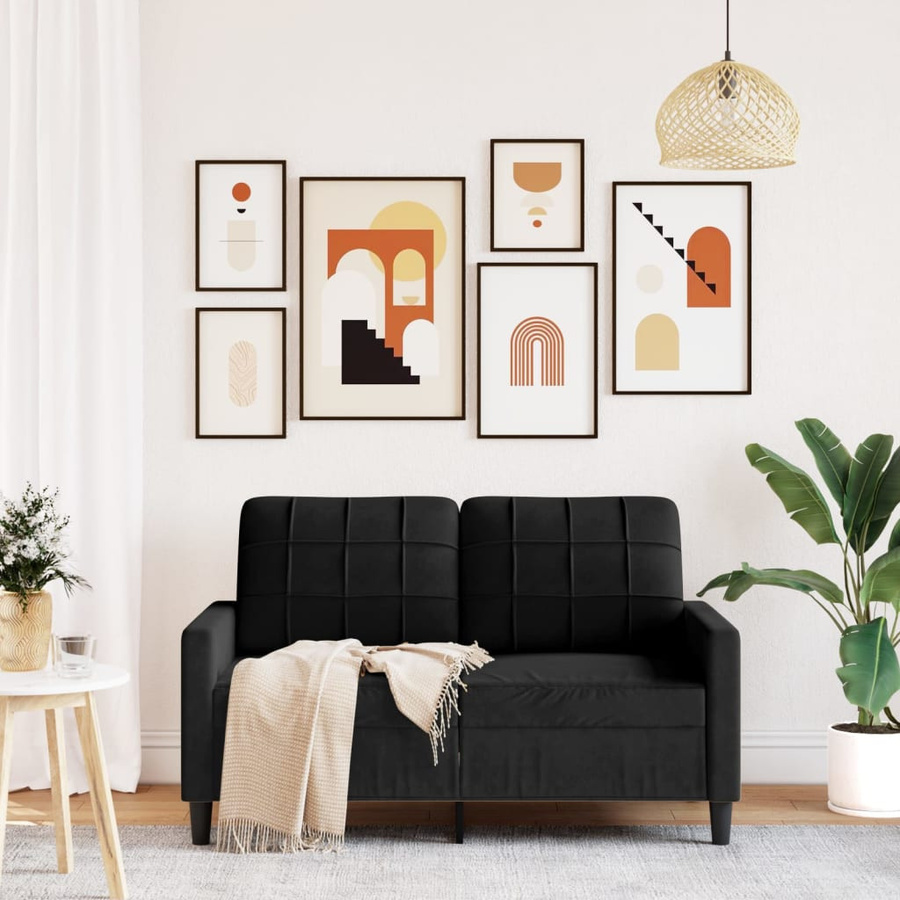 vidaXL 2-Sitzer-Sofa in Schwarz mit Samtbezug und Metallrahmen, Breite: 120 cm - Bild 7