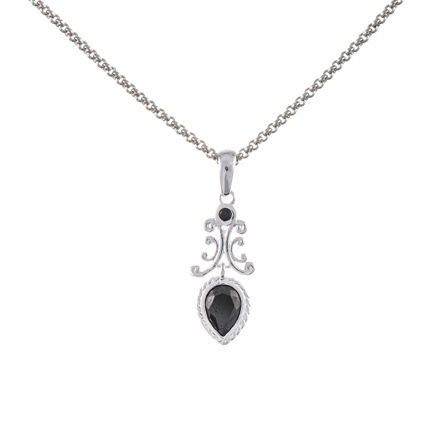 Anhänger mit Kette 925 Silber, Zirkonia, schwarz, Unisex - Bild 1