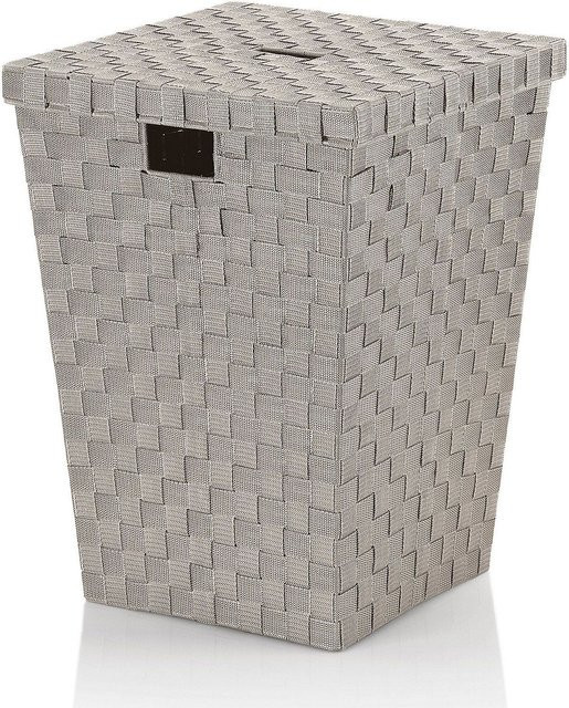 Wäschebox ALVARO von Kela in Grau und Silber aus Kunststoff und Stoff, B/T/H: 52,0 x 40,0 x 40,0 cm - Bild 1