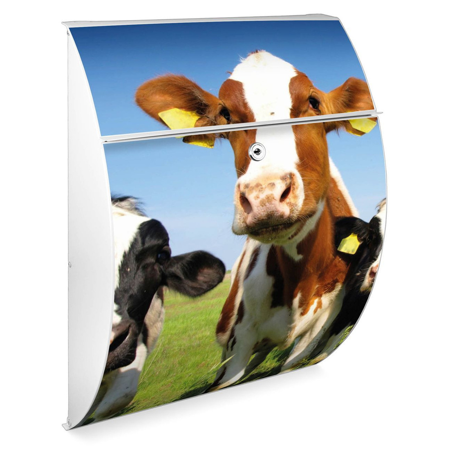 banjado Burg-Wächter Briefkasten Anthrazit mit Kuh-Motiv aus pulverbeschichtetem Stahl, B/H/T: 46,0 x 33,5 x 13,0 cm - Bild 1