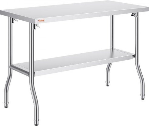 VEVOR Klappbarer Arbeitstisch aus Edelstahl in Silber für Küche und Gewerbe, B/T/H: 122 x 61 x 85 cm - Bild 1