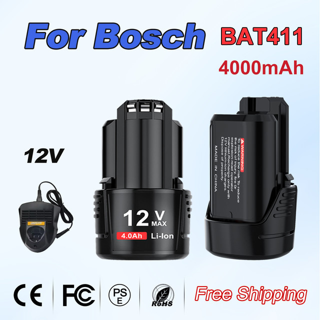 Bosch Li-Ion Akku BAT411 für 12V Power Werkzeuge, 4,0 Ah, Schwarz - Bild 1