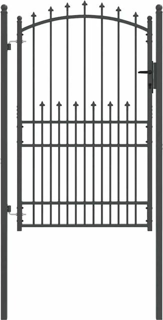 vidaXL Einzeltor Swing aus pulverbeschichtetem Stahl in Grau, Höhe: 200 cm, Breite: 100 cm - Bild 1